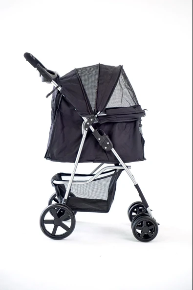 Zampa Favorite Siyah Kedi Köpek Arabası - Katlanabilir, Süspansiyonlu Tekerlekli, 15 KG - 4