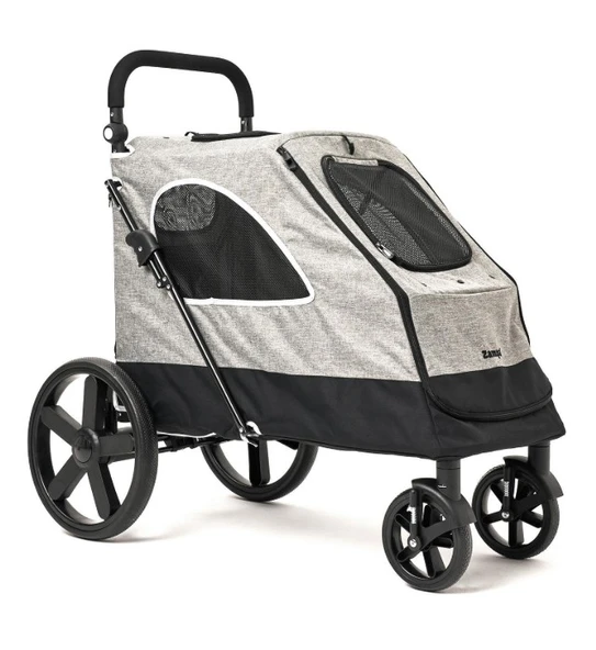 Zampa Alonso Kedi Köpek Arabası Gri BL06AL-G - Katlanabilir Evcil Hayvan Taşıma Arabası (35 kg)