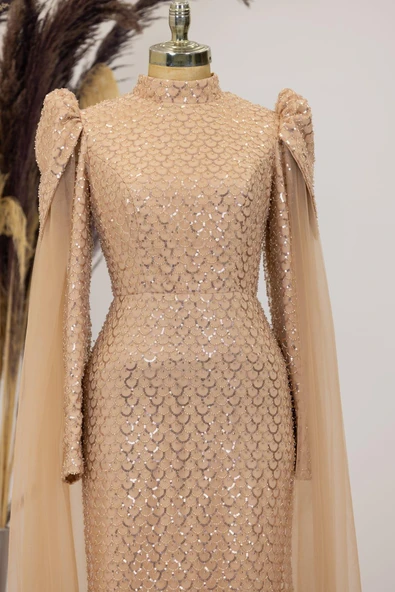 Asil Tesettür Abiye Gold - Resim 2