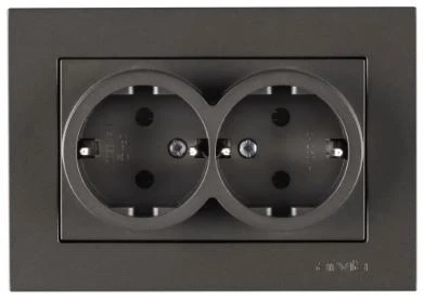 İKİLİ TOPRAKLI PRİZ - FÜME - ARVİA KAREN - ÇERÇEVE DAHİL ürün görseli 1