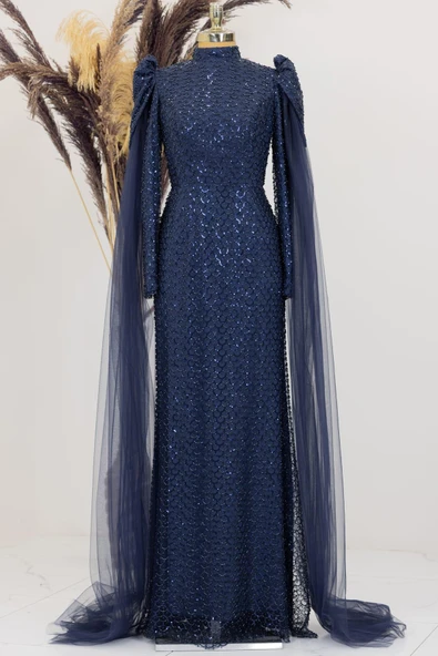 Asil Tesettür Abiye Lacivert ürün görseli