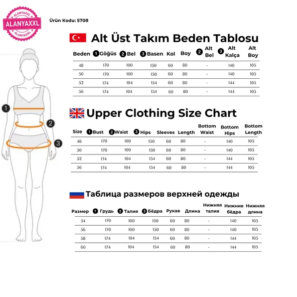 Kadın Büyük Beden Siyah Alt Üst İkili Takım - Resim 6