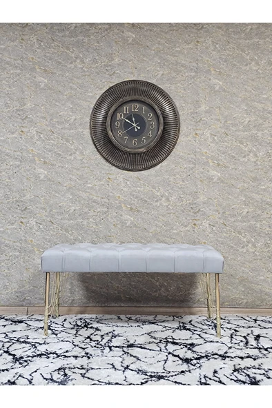 Gold Tel Ayaklı 90 cm Puf Bench - Puf - Bench - Kasalı Oturak - Oturak - Yatak Ucu Puf Gri Renk 90 x 40 Boyut/Ebat - Resim 3