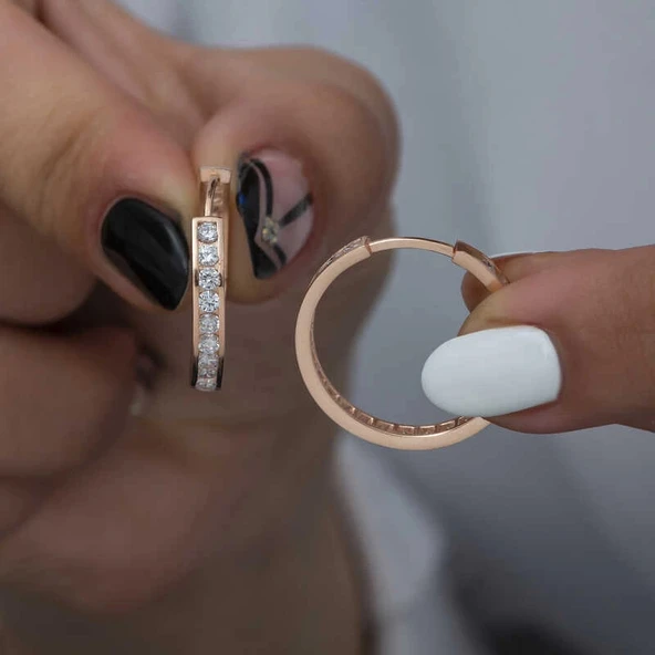 Supertrend Gümüş Zirkon Taşlı Halka Kadın Küpe - Resim 2