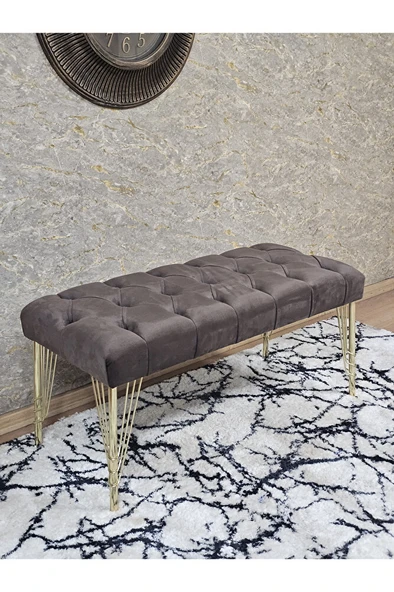 Gold Tel Ayaklı 90 cm Puf Bench - Puf - Bench - Kasalı Oturak - Oturak - Yatak Ucu Puf Kahverengi Renk 90 x 40 Boyut/Ebat ürün görseli