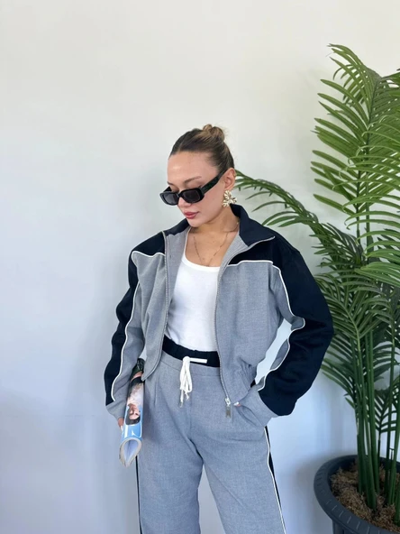 Kadın Crop Ceket Gri ürün görseli 1