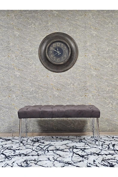 Krom Tel Ayaklı 90 cm Puf Bench - Puf - Bench - Kasalı Oturak - Oturak - Yatak Ucu Puf Kahverengi Renk 90 x 40 Boyut/Ebat - 3