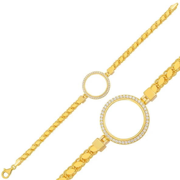 Supertrend Gümüş Çeyrek Takılabilen Altın Kaplama Kadın Bileklik ürün görseli