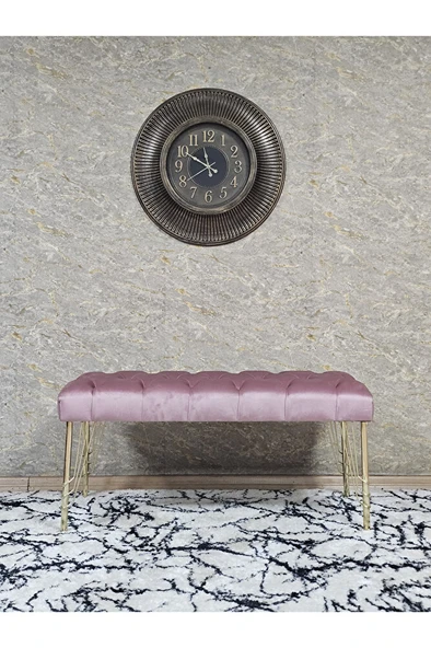Gold Tel Ayaklı 90 cm Puf Bench - Puf - Bench - Kasalı Oturak - Oturak - Yatak Ucu Puf Pembe Renk 90 x 40 Boyut/Ebat - Resim 3