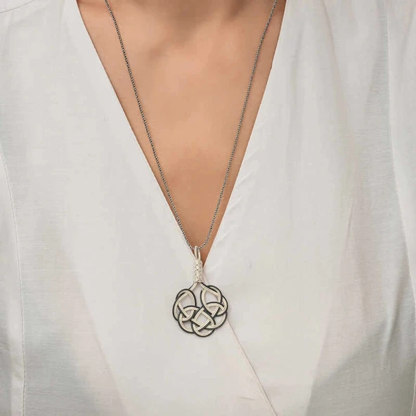 Supertrend Gümüş Kazaziye Örgü Kadın Kolye - Resim 5