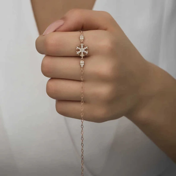 Supertrend Gümüş Rose Kar Tanesi Kadın Bileklik - Resim 4