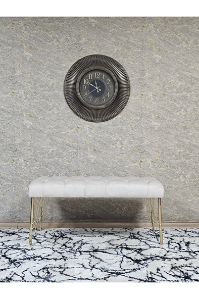 Gold Tel Ayaklı 90 cm Puf Bench - Puf - Bench - Kasalı Oturak - Oturak - Yatak Ucu Puf Krem Renk 90 x 40 Boyut/Ebat - Resim 3