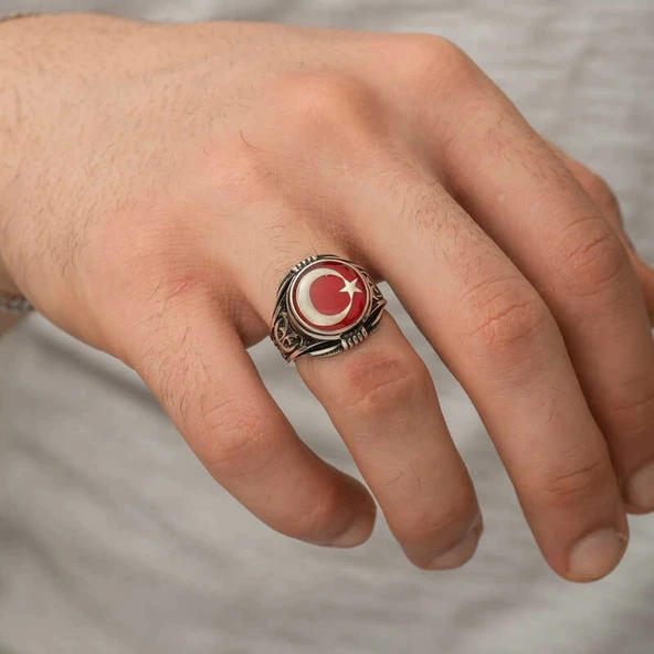 Supertrend Gümüş Ay Yıldız Erkek Yüzük ürün görseli 1