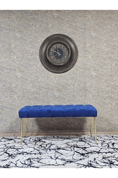 Gold Tel Ayaklı 90 cm Puf Bench - Puf - Bench - Kasalı Oturak - Oturak - Yatak Ucu Puf Mavi Renk 90 x 40 Boyut/Ebat - Resim 3