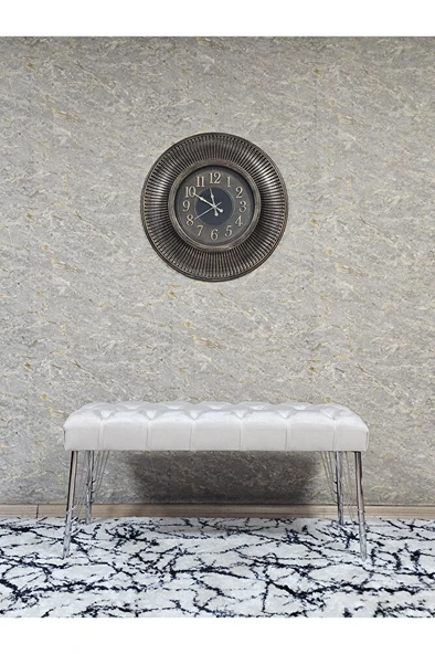 Krom Tel Ayaklı 90 cm Puf Bench - Puf - Bench - Kasalı Oturak - Oturak - Yatak Ucu Puf Krem Renk 90 x 40 Boyut/Ebat - Resim 3