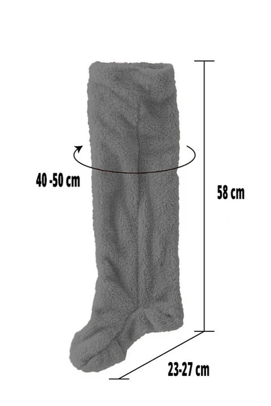 Wellsoft Peluş Diz Üstü Ev Çorabı Uzun Çorap - 6