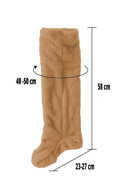 Wellsoft Peluş Diz Üstü Ev Çorabı Uzun Çorap - 12