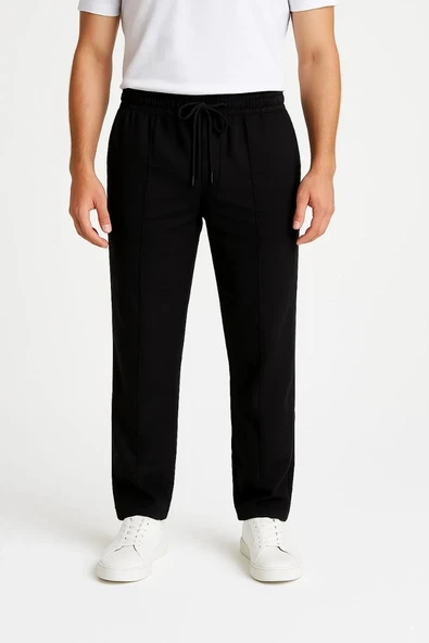 Erkek Keten Pantolon – Cepli, Beli Lastikli ve Bağcıklı, Nefes Alan Rahat Kalıp, Yazlık ve Baharlık Günlük Giyim, Şık & - Resim 6