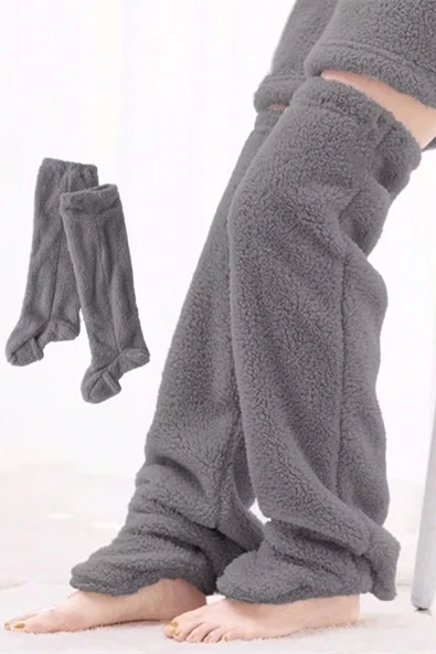 Wellsoft Peluş Diz Üstü Ev Çorabı Uzun Çorap - 4