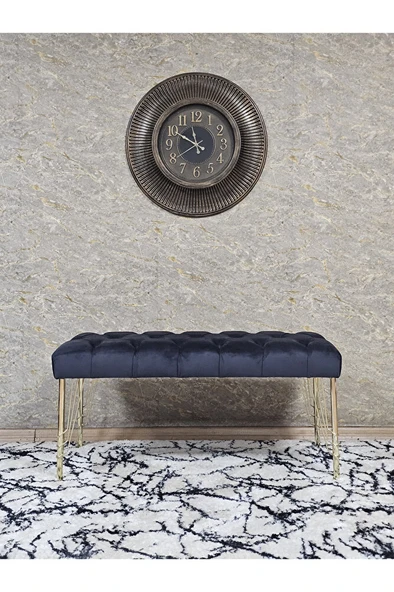 Gold Tel Ayaklı 90 cm Puf Bench - Puf - Bench - Kasalı Oturak - Oturak - Yatak Ucu Puf Füme Renk 90 x 40 Boyut/Ebat - 3