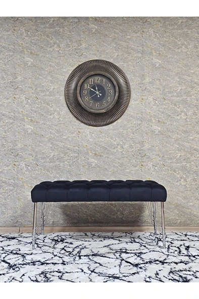 Krom Tel Ayaklı 90 cm Puf Bench - Puf - Bench - Kasalı Oturak - Oturak - Yatak Ucu Puf Siyah Renk 90 x 40 Boyut/Ebat - Resim 3