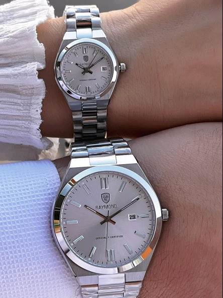 Raymond Ciflere Özel Sevgili Kombini 2 Yıl Garantili 5 Atm Suya Dayanklı Çift Saati CFT.06 - Resim 4