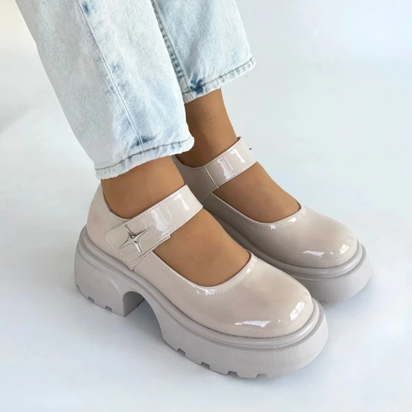 Siyat Bej Rugan Dolgu Topuk Oxford Ayakkabı - Resim 4