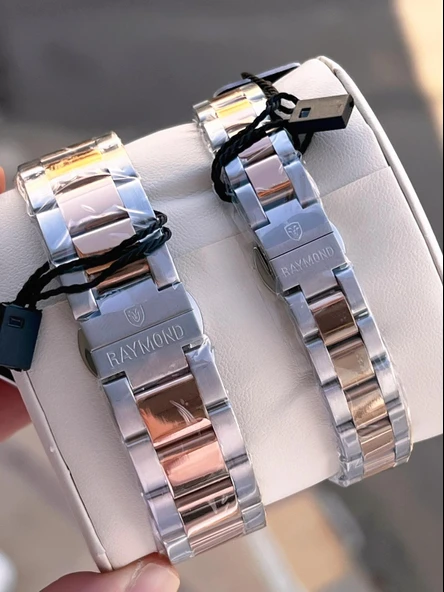 Raymond Ciflere Özel Sevgili Kombini 2 Yıl Garantili 5 Atm Suya Dayanklı Çift Saati CFT.03 - Resim 5