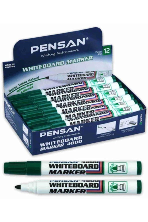Pensan Tahta Kalemi Yuvarlak Uç Yeşil (12 Li Paket)