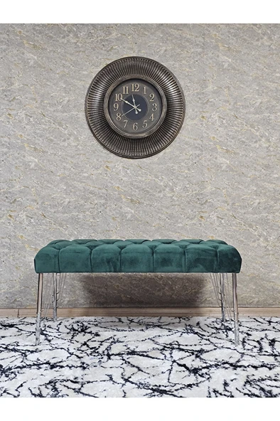 Krom Tel Ayaklı 90 cm Puf Bench - Puf - Bench - Kasalı Oturak - Oturak - Yatak Ucu Puf Yeşil Renk 90 x 40 Boyut/Ebat - Resim 3