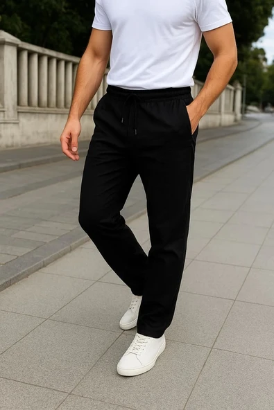 Erkek Keten Pantolon – Cepli, Beli Lastikli ve Bağcıklı, Nefes Alan Rahat Kalıp, Yazlık ve Baharlık Günlük Giyim, Şık & ürün görseli 1