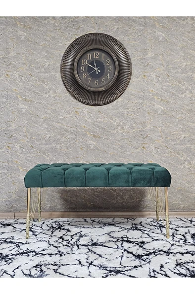 Gold Tel Ayaklı 90 cm Puf Bench - Puf - Bench - Kasalı Oturak - Oturak - Yatak Ucu Puf Yeşil Renk 90 x 40 Boyut/Ebat - Resim 3