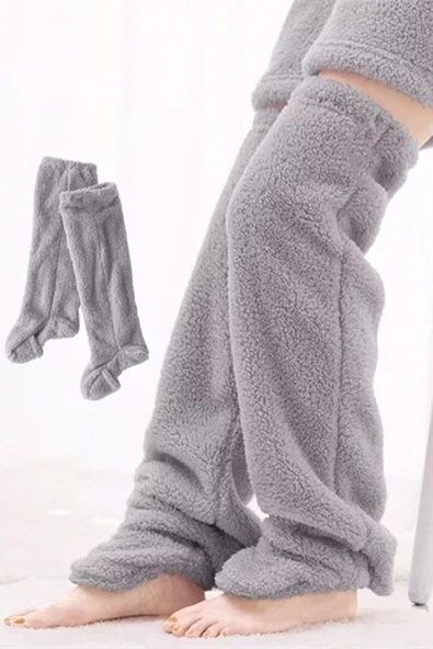 Wellsoft Peluş Diz Üstü Ev Çorabı Uzun Çorap - 2