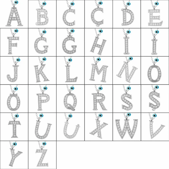 Supertrend Gümüş Nazar Rodyum D Harfi Kadın Kolye - Resim 2