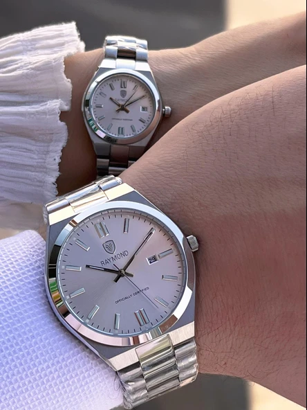 Raymond Ciflere Özel Sevgili Kombini 2 Yıl Garantili 5 Atm Suya Dayanklı Çift Saati CFT.06 - Resim 3