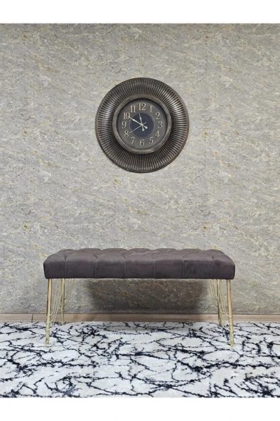 Gold Tel Ayaklı 90 cm Puf Bench - Puf - Bench - Kasalı Oturak - Oturak - Yatak Ucu Puf Kahverengi Renk 90 x 40 Boyut/Ebat - Resim 3