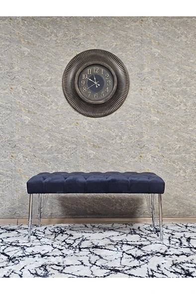 Krom Tel Ayaklı 90 cm Puf Bench - Puf - Bench - Kasalı Oturak - Oturak - Yatak Ucu Puf Füme Renk 90 x 40 Boyut/Ebat - 3