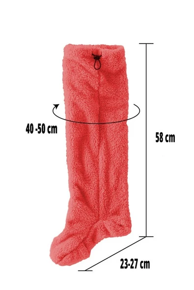 Wellsoft Peluş Diz Üstü Ev Çorabı Uzun Çorap - 9