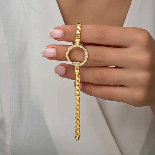 Supertrend Gümüş Çeyrek Takılabilen Altın Kaplama Kadın Bileklik - Resim 2