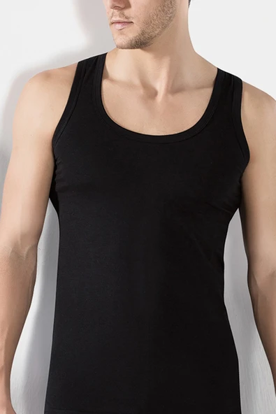 5'li Erkek Siyah Atlet - %100 Pamuk - Nefes Alan, Ter Emici ve Yumuşak Doku - 2