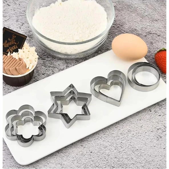 12 Adet Paslanmaz Çelik Kurabiye Kalıbı Seti ürün görseli 1