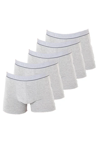 TOPCLASSIC 5'li Açık Gri Erkek Boxer - Bambu & Pamuk Karışımı - Yumuşak Kumaş & Ter Emici