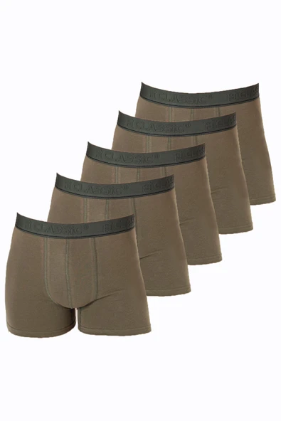 TOPCLASSIC 5'li Haki Erkek Boxer - Bambu & Pamuk Karışımı - Yumuşak Kumaş & Ter Emici