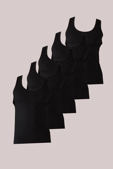 5'li Erkek Siyah Atlet - %100 Pamuk - Nefes Alan, Ter Emici ve Yumuşak Doku