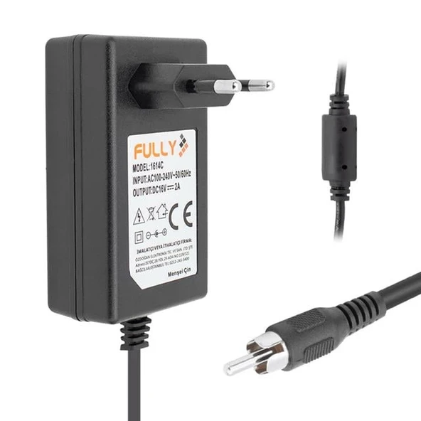 Fully O-1614C 16 Volt 2 Amper TOS RCA Uçlu Santral Adaptörü