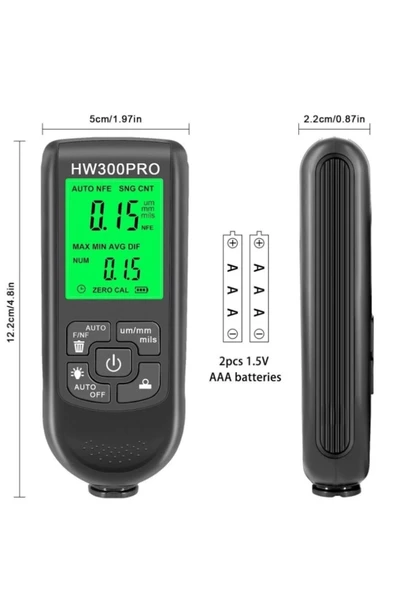 Hw-300pro Araba Boyası Film Otomatik Kalınlık Ölçer 0-2000um Fe & Nfe Kaplama Kalınlık Test Cihazı M - 2