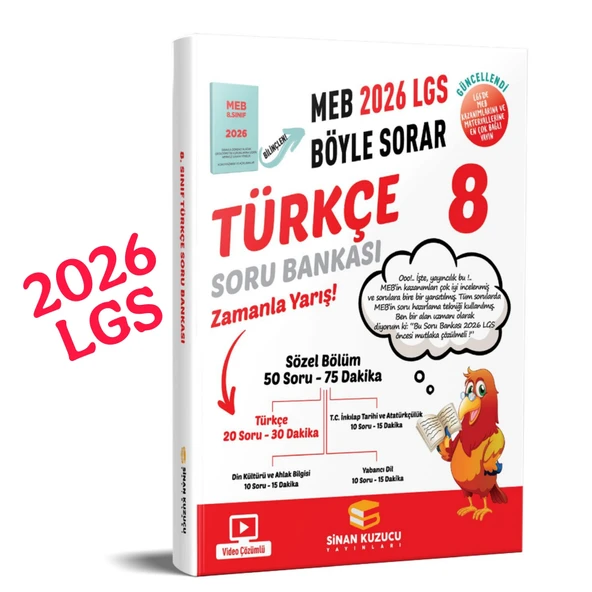 SİNAN KUZUCU - 8. Sınıf 2026 Lgs Meb Böyle Sorar TÜRKÇE Soru Bankası Video Çözümlü ürün görseli