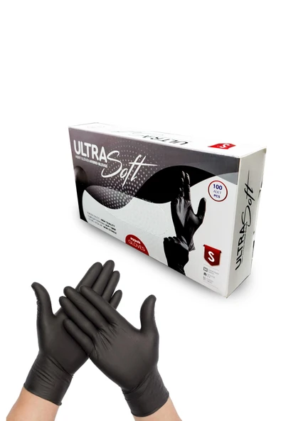 AYPEK Ultra Soft Hibrit Nitril Siyah Eldiven Pudrasız 100 Adet S Beden ürün görseli