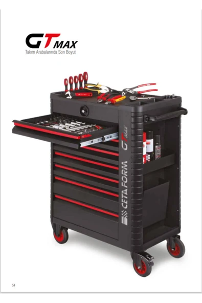 CETA FORM 292 Parça Volkswagen Alet Setleri (takım Arabası) 8 Çekmece Siyah ürün görseli