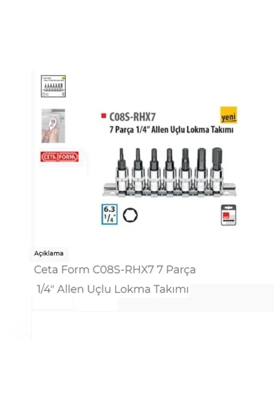 CETA FORM C08s-rhx7 7 Parça 1/4" Allen Uçlu Lokma Takımı ürün görseli